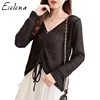 Fashion Knit Pullover hollow thin Sweater V Neck laced Loose Jumper Women Sweaters