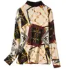 New arrival womens apparel long sleeve chain print fashion lady blouses