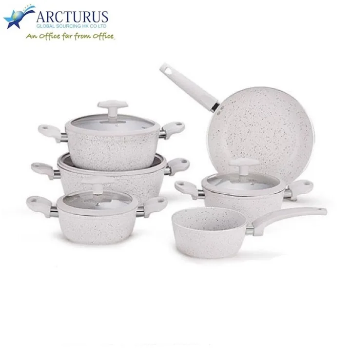 Forged Aluminum family cookware set with best non-stick coating, induction bottom and soft touch handle