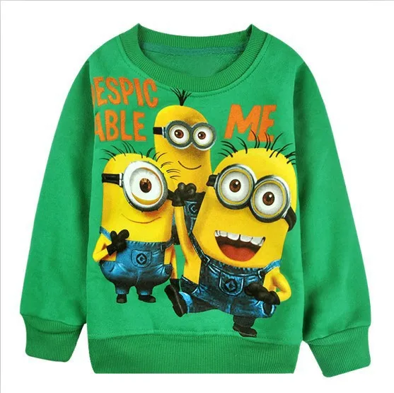1pcs/lot 2015 despicable me 2 minion boys cartoon clothes girls nova children winter minions clothing casual kids hoodies