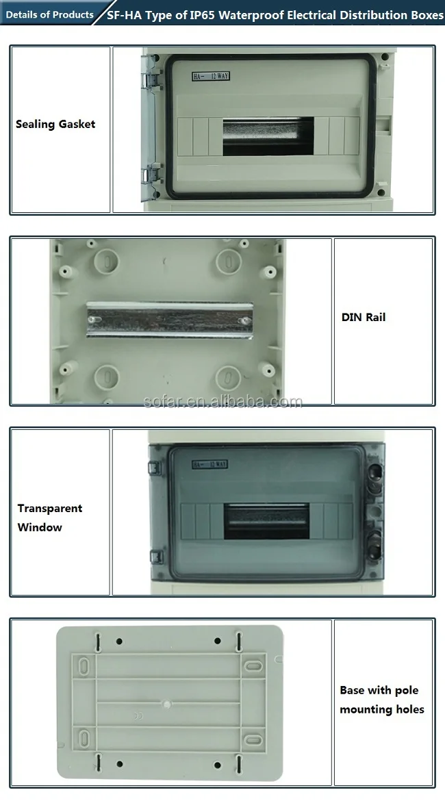 HA Type Waterproof Surface Mounted Plastic Power Distribution Box