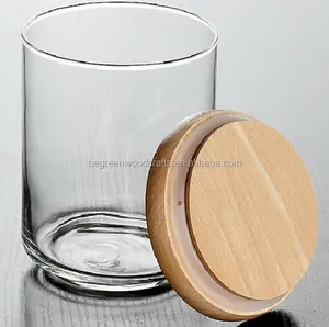 hot sale glass jar wooden lids wooden lid for glass candle