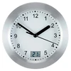 Metal Wire Drawing Silver Frame Thermometer Display Electronic Bathroom Waterproof Suction Show Digital Wall Clock