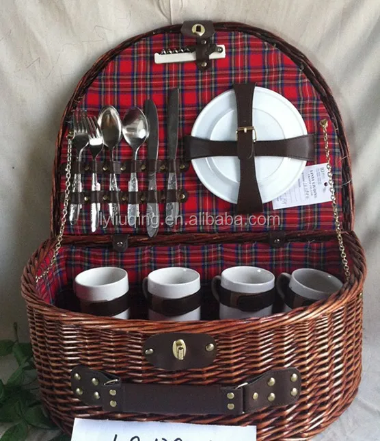 willow picnic basket with knifeolknd spoon wicker picnic