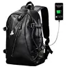 Dropshipping big capacity popular PU man leather backpack fashion travel backpack with earphone hole