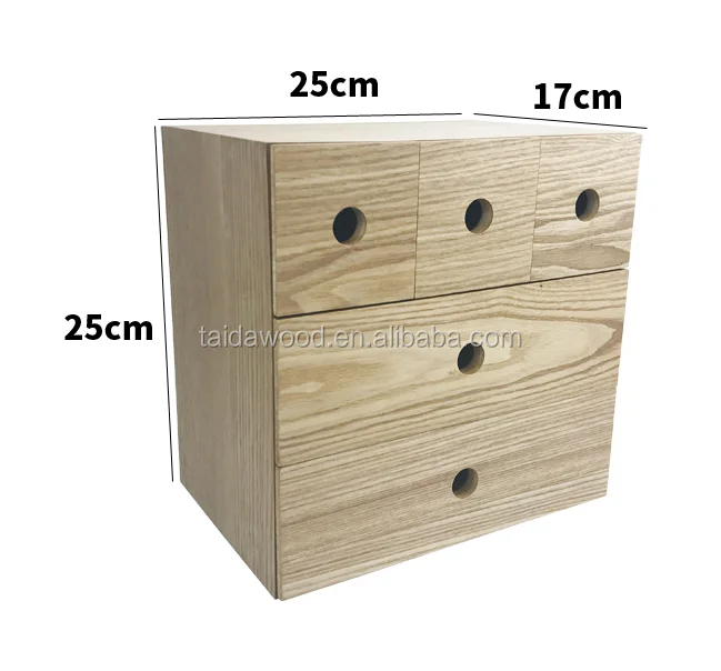 Wood paulownia storage desk 5, 6 drawer container