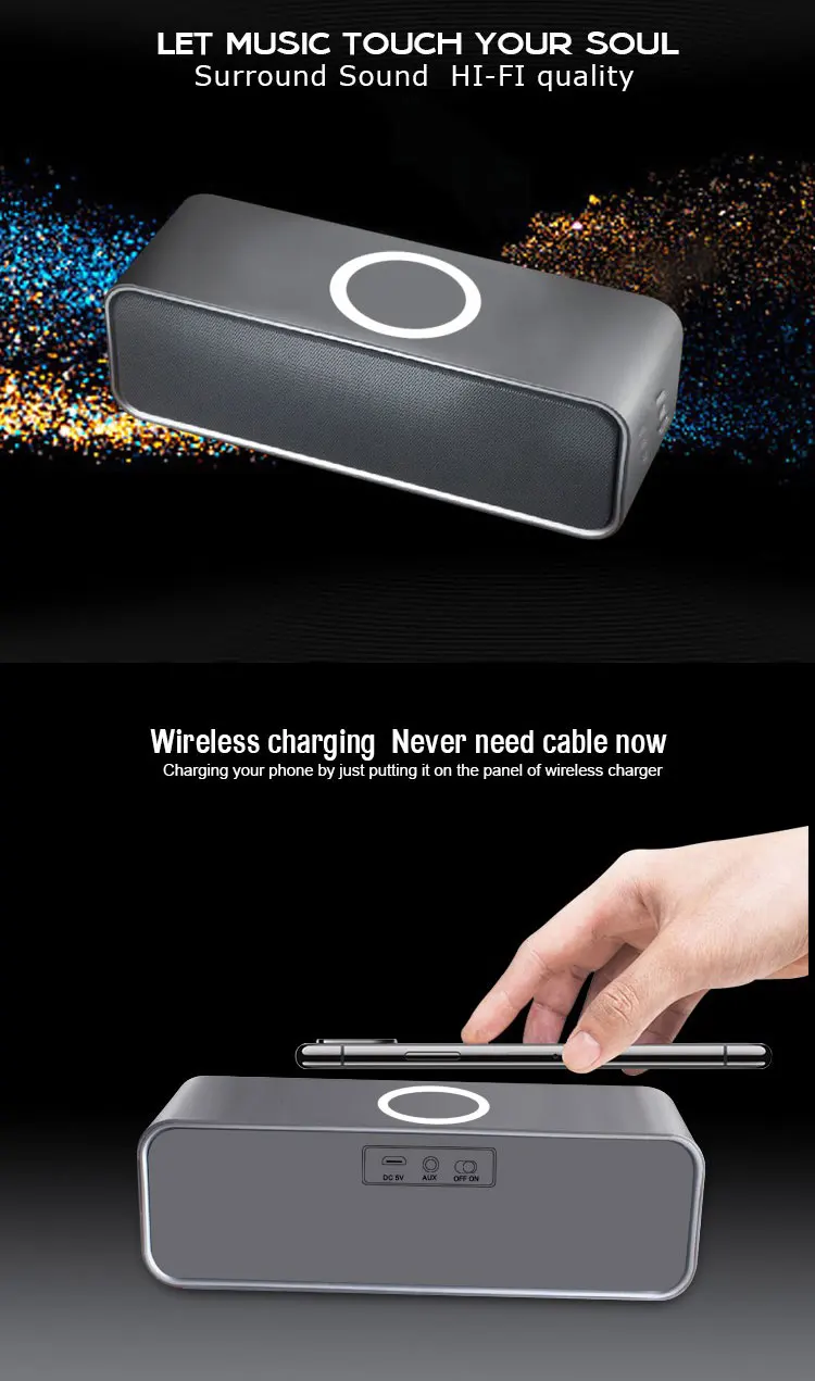 Qi Wireless Charging Pad with Blue tooth Speaker, Handsfree Wireless Speaker Blue tooth 4.2 Built-in 10W Wireless Charger - ANKUX.COM