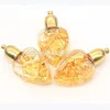 Murano glass leaf shaped gold foil essential oils metal cap bottle pendant