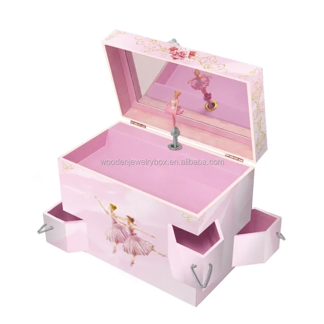 flower wooden gift box with music for girls ballerina design
