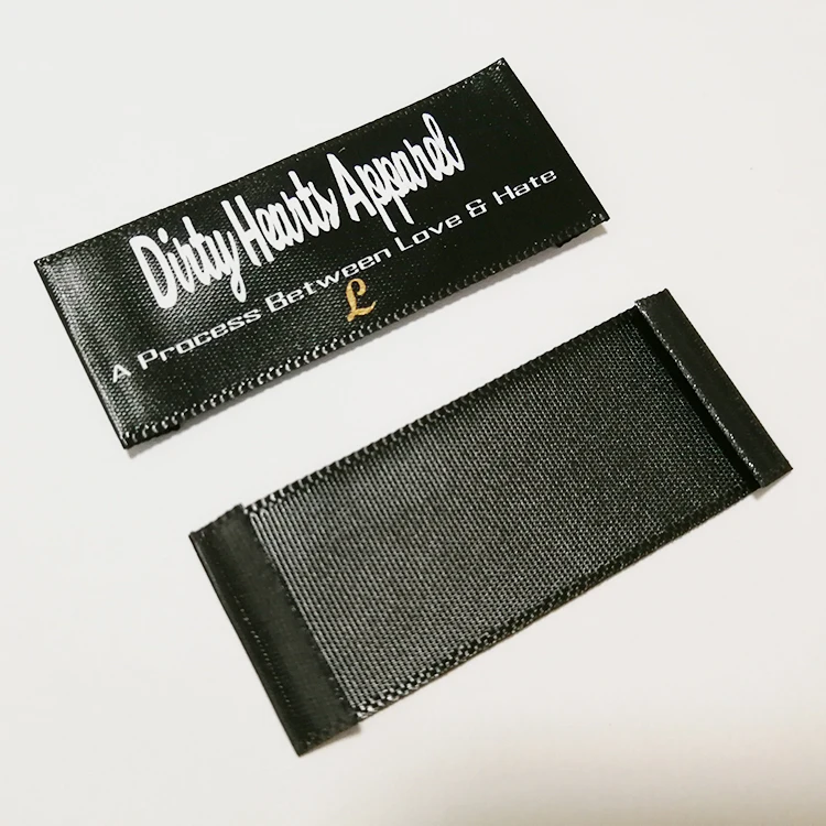 Custom black soft care label, printed gold satin washing labels with logo, Black label with white and gold
Custom black soft care label, printed gold satin washing labels with logo, Black label with white and gold