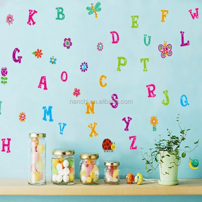 Cartoon Insect Paradise English Letters Wall Stickers Decorative