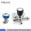 adjustable 1/4 inch FNPT 316 stainless steel gas pressure regulator with 2 inlet ports and two outlet ports