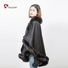 Moderate Price 100% Cashmere Shawl With Natural Fur Trim