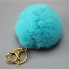 wholesale faux Hair fox fur pompom fake rabbit fur pom keychain Solid Color pompom ball car key