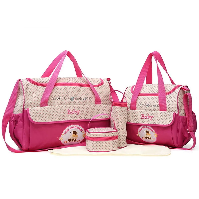 CROAL CHERIE 381830cm 5pcs Baby Diaper Bag Sets changing Nappy Bag For Mom Multifunction Stroller Tote Bag Organizer (13)