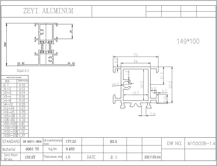 Low price high quality aluminum alloy profile for window and door