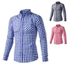 Body fit t shirts for men fancy plaid fabric t shirts for men