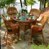 Chicago Round designed plastic rattan woven table and chair set garden outdoor dining furniture