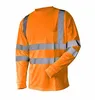 OEM Class 3 Reflective Safety Lime Orange Long Sleeve O Neck Mesh Tshirt High Visibility Safety T-Shirt