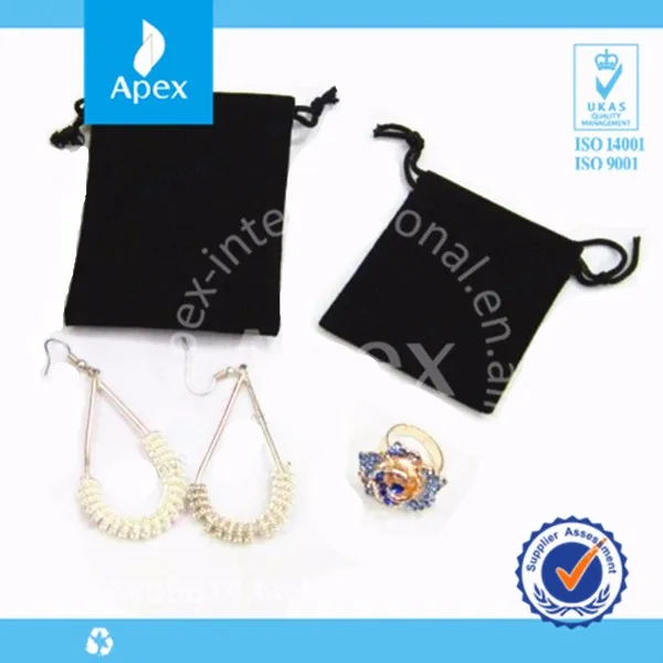 wholesale jewelry packaging black velvet gift bag with logo