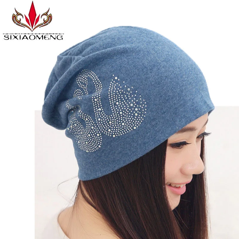 Beanies Women New Fashion women's hats Solid Color Set With Diamonds Beanie Knitted Cap Winter Hat 7 Colors Gorros Top Quality