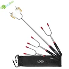 YumuQ Set of 4 Extendable Campfire Bamboo Marshmallow Roasting Sticks for BBQ