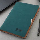 Customized A5 business Organize metal tags logo Soft Cover Leather card pocket Planner diary Notebook with Pen