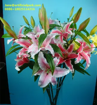 artificial silk fabric lily flower/china fabric lily flowers