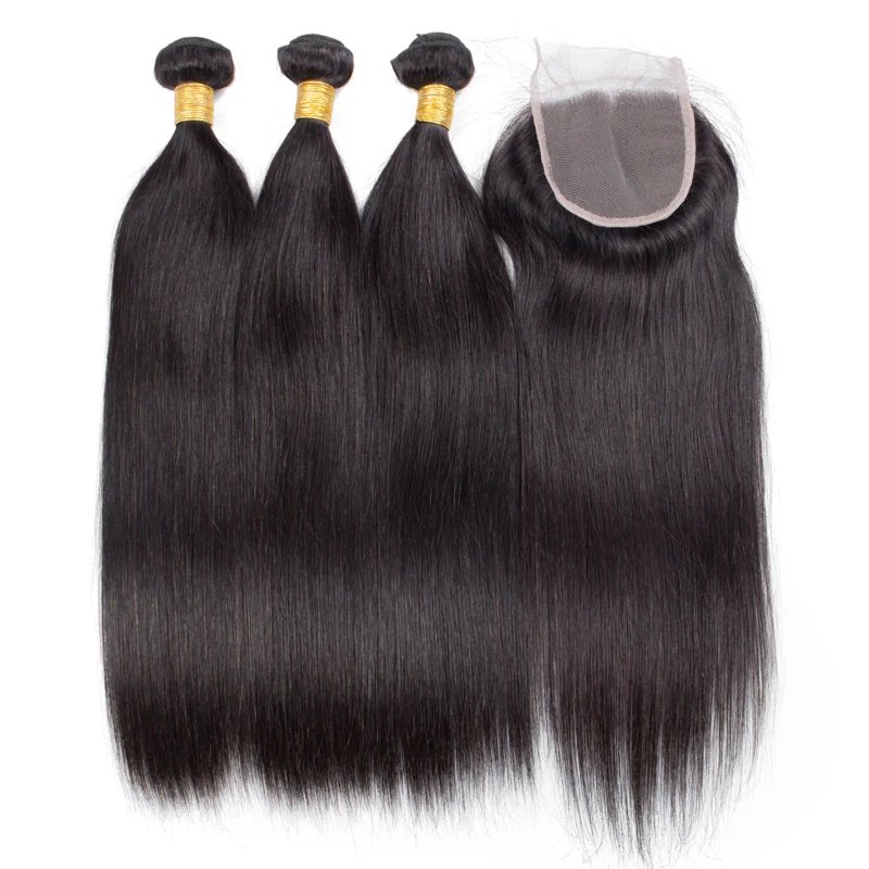 No Chemical Cuticle Aligned Brazilian Human Hair 1b Black Straight Bundles With a Closure, Natural black
No Chemical Cuticle Aligned Brazilian Human Hair 1b Black Straight Bundles With a Closure, Natural black