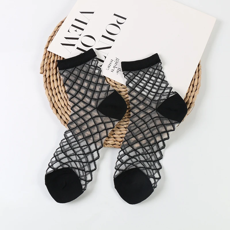 2019 Hot Transparent silk short socks womans fashion fish net socks, Black+black, black+white
2019 Hot Transparent silk short socks womans fashion fish net socks, Black+black, black+white
