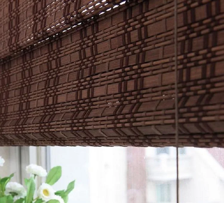 Bamboo slat roller and roman shades blind