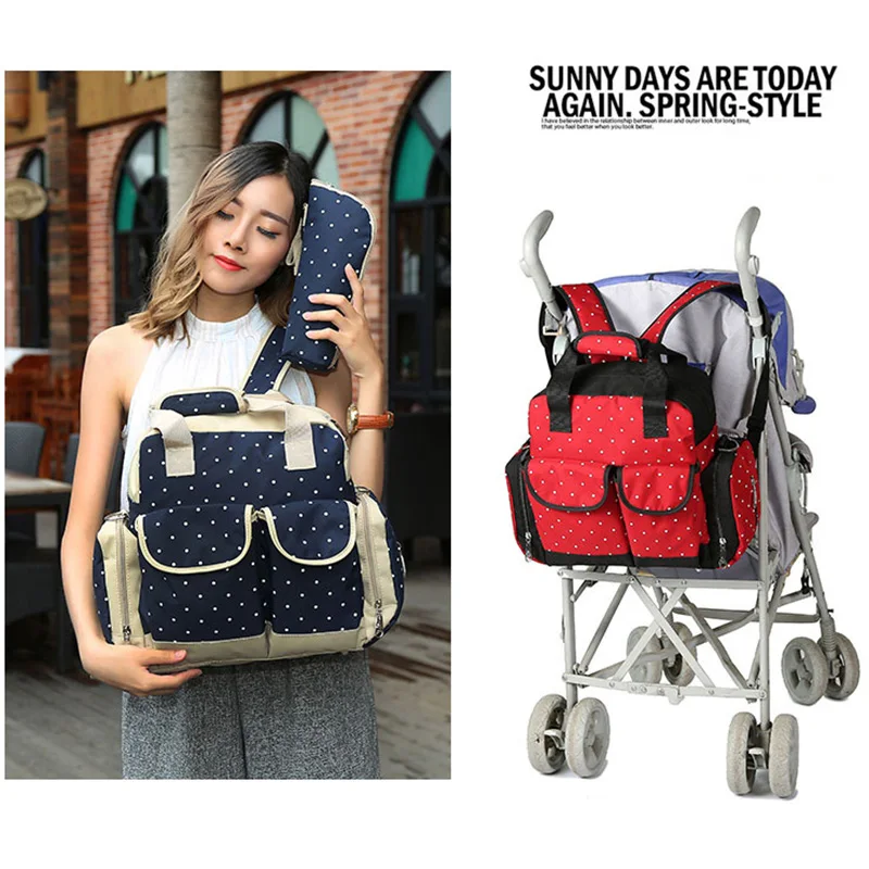 5 PcsSet Baby Diaper Bag Large Capacity Oxford Dot Nappy Backpack Waterproof Mummy Maternity Nursing Designer Mochila BB6019 (8)