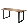 Vintage rectangular Solid Wood Steel Frame Dinning Table Computer Writing Reading Study Coffee Table
