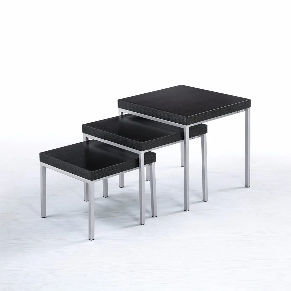 modern glass top stackable coffee table set nesting side table