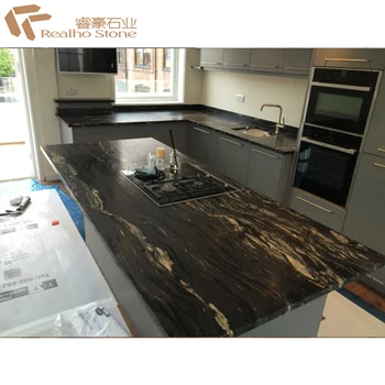 Leather Finish Black Cosmic Granite Countertops View Leather