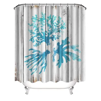 Coral Fabric Shower Curtain Underwater Marine Wildlife Theme