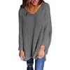 New Arrival Women Oversized Knitted Loose Sweater Solid Long Sleeve V-Neck Casual Knitwear