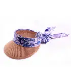New womens 100% Paper straw hat cap sun visor hat with decorative hatband