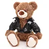 High quality handmade Stuffed Teddy Bear toys with PU jacket Cloths Gift