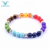 8mm available Free collocation of wooden glass agate genuine stone beaded bracelet 7 colour chakra for business gift bracelet