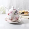 Wholesale beautiful tea kettle flower teapot and cup in one with bone china material