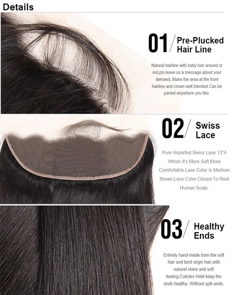 Virgin Brazilian Hair Lace Frontal Closure Body Wave 13x4 human hair lace frontal bleached knots