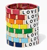 Wholesale Factory Outlet Bohemia Handmade Letter Love Enamel Bracelet Customized Rainbow Painted Bracelet