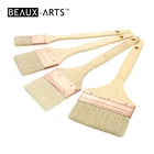 Flat Paint Brushes Set With Hog Bristle and Short Varnished Birch Wood Handle For Oil&Acrylic