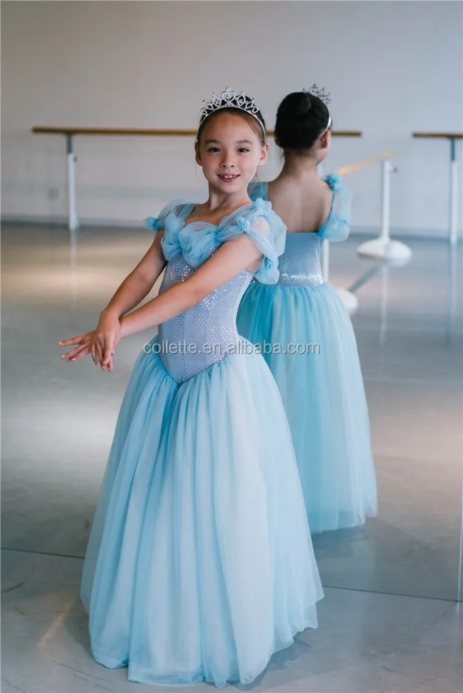 MBP0016 Cinderella princess light blue long dance dress
