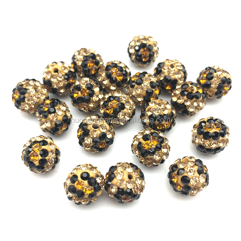 

Cheetah Disco Beads Leopard Crystal Rhinestone Pave Men Bracelet Spacer Beads