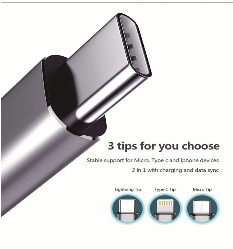 Micro Usb Type-C Magnetic Phone Cable LED Fast Charging Cable Mini Usb C Charge Cord Charging For Mobile - ANKUX.COM