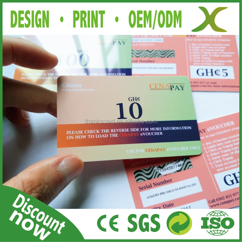 plastic prepaid scratch calling card/ pvc gift card with
