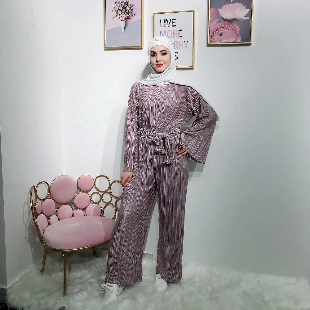 Hot sale high quality solid color pleated maxi muslim jumpsuit for women, Brown,blue,wine red,purple,dark green
Hot sale high quality solid color pleated maxi muslim jumpsuit for women, Brown,blue,wine red,purple,dark green