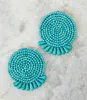 Zooying boho fashion jewels handmade big circle woven rope turquoise beaded statement earring
